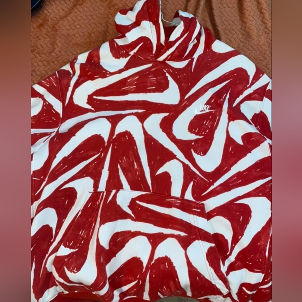 Nike red and white hoodie